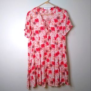 ASTR the Label Red Floral Swing Mini Dress, size Medium